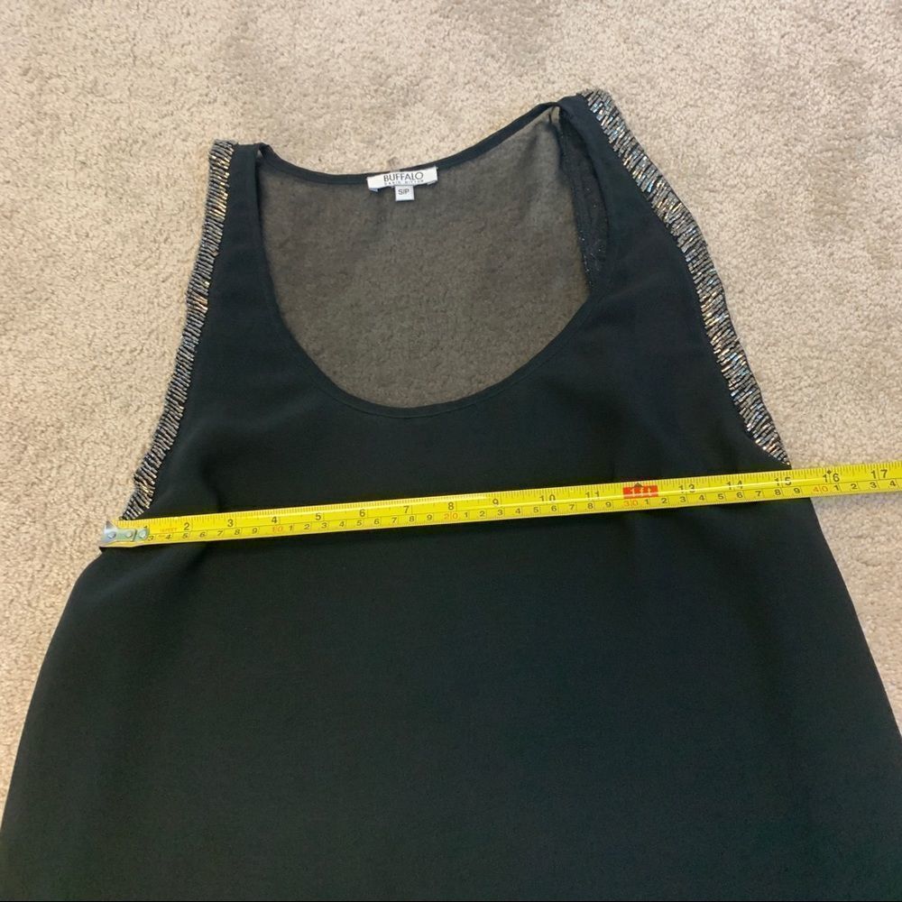 BUFFALO Black chiffon sheer beaded camisole blouse Sz S - Picture 6 of 8